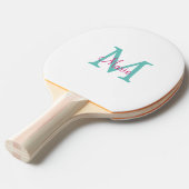 Raquette De Ping Pong simple minimal ajouter nom monogramme vert rose bl (Devant Angle)