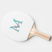 Raquette De Ping Pong simple minimal ajouter nom monogramme vert rose bl (Côté)