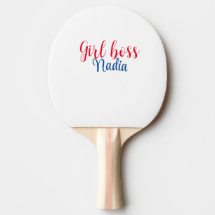 Raquette De Ping Pong simple minimal girl boss ajouter nom texte image e