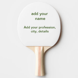 Raquette De Ping Pong Simple minimal vert ajoutez votre texte nom photo