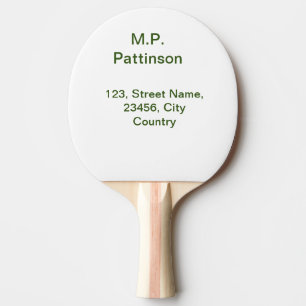 Raquette De Ping Pong Simple minimal vert ajoutez votre texte nom photo