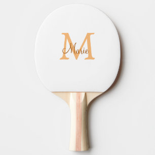 Raquette De Ping Pong simple minimum ajouter nom monogramme orange brun 