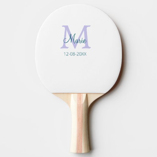Raquette De Ping Pong simple minimum ajouter nom monogramme violet vert  (Dos)