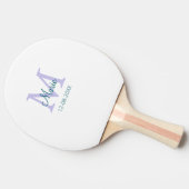 Raquette De Ping Pong simple minimum ajouter nom monogramme violet vert (Côté)