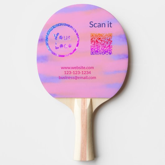 Raquette De Ping Pong Simple minimum q r code ajouter logo code d'analys (Devant)