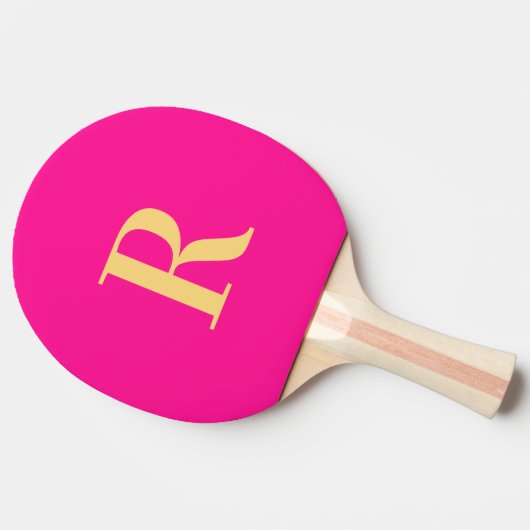 Raquette De Ping Pong Simple Monogramme Hot rose (Côté)