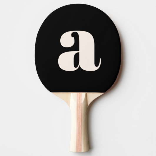 Raquette De Ping Pong Simple Monogramme Initial Retro Gras Noir Blanc (Devant)