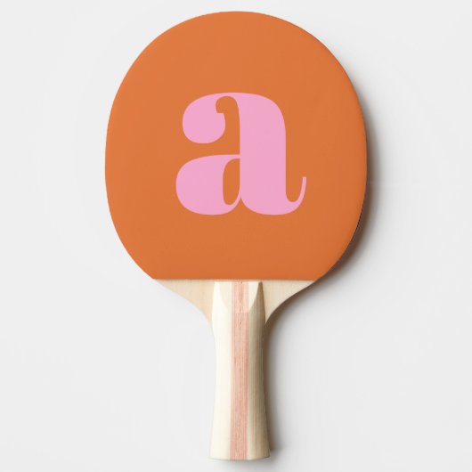 Raquette De Ping Pong Simple Monogramme Initial Retro Gras Rose Et Orang (Devant)