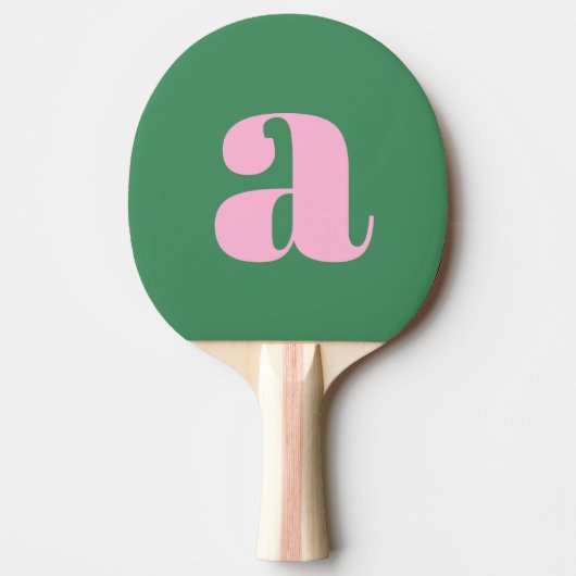 Raquette De Ping Pong Simple Monogramme Initial Retro Rose Vert Été (Devant)