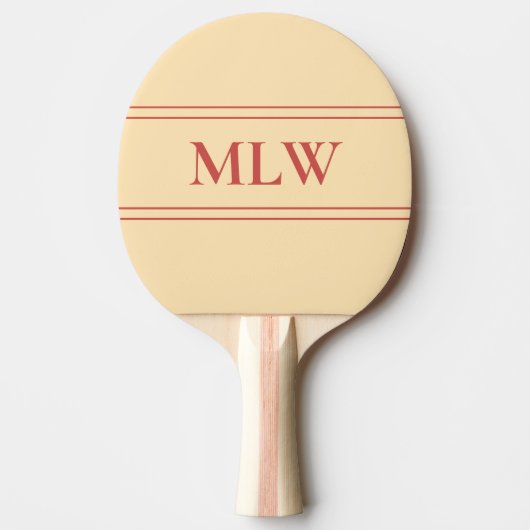 Raquette De Ping Pong Simple pêche et rouge monogramme (Devant)
