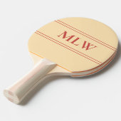 Raquette De Ping Pong Simple pêche et rouge monogramme (Devant Angle)