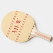 Raquette De Ping Pong Simple pêche et rouge monogramme (Côté)