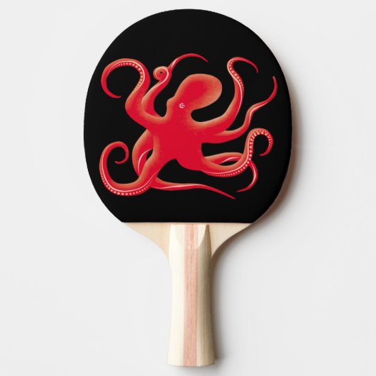 Raquette De Ping Pong Simple rouge vectoriel art octopus Silhouette (Devant)