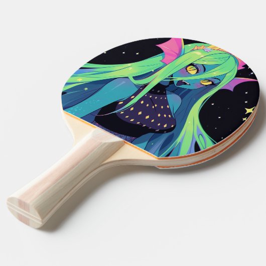 Raquette De Ping Pong Sirène céleste de néon — Vibes de sirène cosmique (Devant Angle)