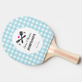 Raquette De Ping Pong Sky Blue En vichy Plaid Grill Monogram Mariage (Côté)