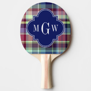 Raquette De Ping Pong Sky Blue Navy Bourgogne Whats Preppy Madras Monogr