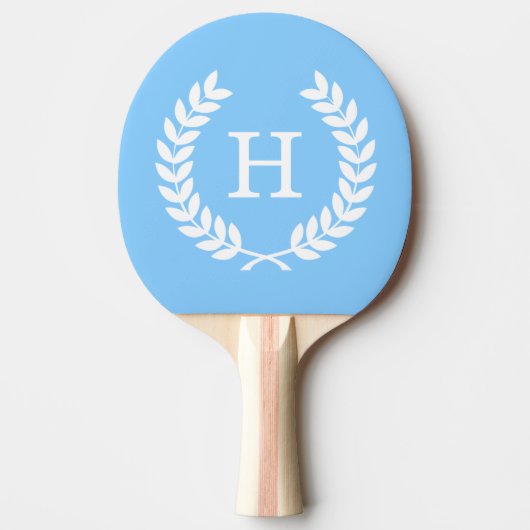 Raquette De Ping Pong Sky Blue What Blé Laurel Wreath Initial Monogramme (Devant)