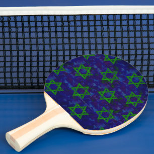 Raquette De Ping Pong SlipperyJoe's Hanukkah rangées vertes Étoiles de D