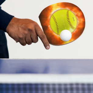 Raquette De Ping Pong SlipperyJoe's jaune balle de feu de balle de feu r