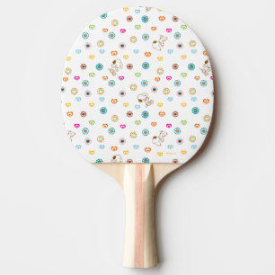 Raquette De Ping Pong Snoopy Colorful Hearts Motif
