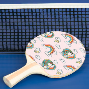 Raquette De Ping Pong Snoopy & Woodstock Rainbow Heart Motif