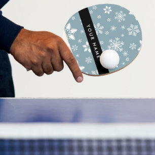Raquette De Ping Pong Snowflakes blanc, Grey, Votre nom, Personnaliser