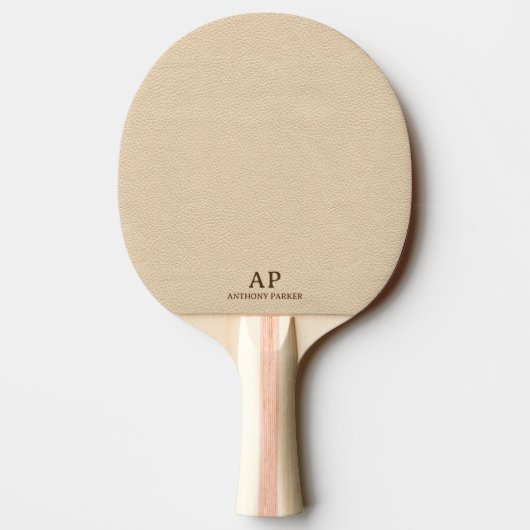 Raquette De Ping Pong Sobre apparence de cuir beige (Dos)