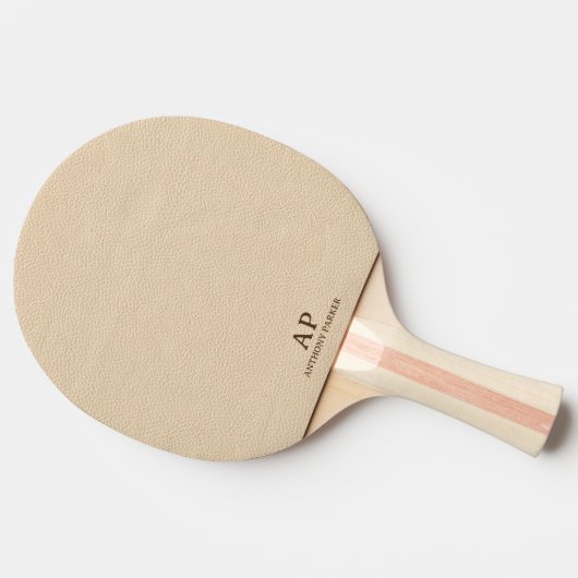 Raquette De Ping Pong Sobre apparence de cuir beige (Côté)