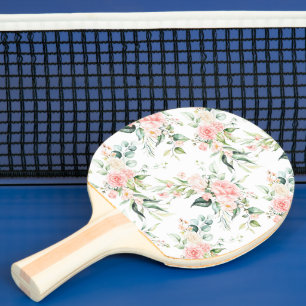 Raquette De Ping Pong Soft Pastel Rose Rose Flower Motif