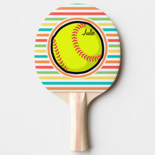 Raquette De Ping Pong Softball ; Bright Rainbow Stripes