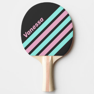 Raquette De Ping Pong Soirée Rétro Prism Rayures Angulaires avec Nom