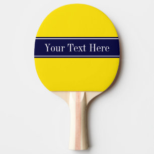 Raquette De Ping Pong Solid Yellow, Navy Blue Ribbon Monogram