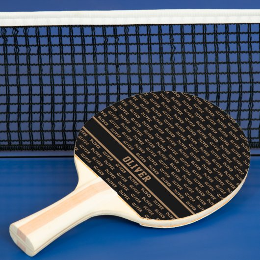 Raquette De Ping Pong Son nom Motif moderne sur noir (Insitu)
