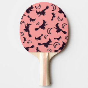 Raquette De Ping Pong Sorcière volante entre la moitié de la lune à Hall