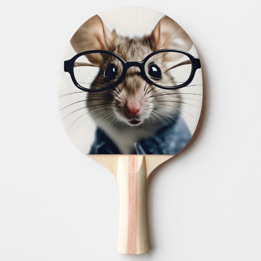 Raquette De Ping Pong Souris de champ Portant des lunettes (Devant)
