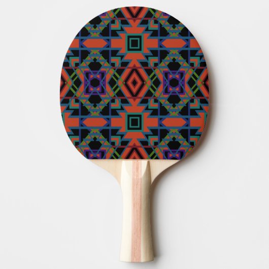 Raquette De Ping Pong Southwestern Symmetrical Tiled Pattern Line Art (Devant)