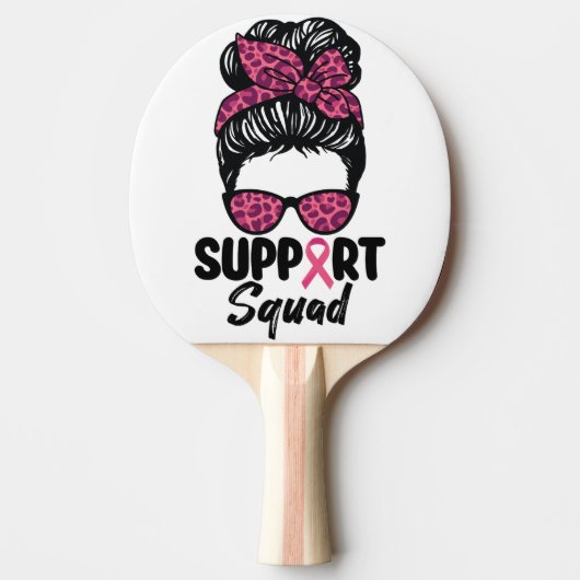 Raquette De Ping Pong Soutien Squad Messy Bun Pink Warrior Cancer du sei (Devant)