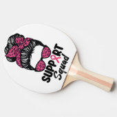 Raquette De Ping Pong Soutien Squad Messy Bun Pink Warrior Cancer du sei (Côté)