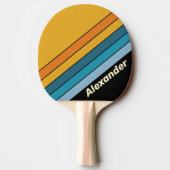 Raquette De Ping Pong Sport Black Rainbow Striped with Name (Dos)