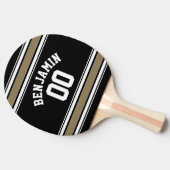 Raquette De Ping Pong Sports Jersey Black and Gold Strips Nom Numéro (Côté)