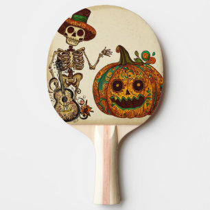 Raquette De Ping Pong Squelette vintage/Jour Citrouille des morts