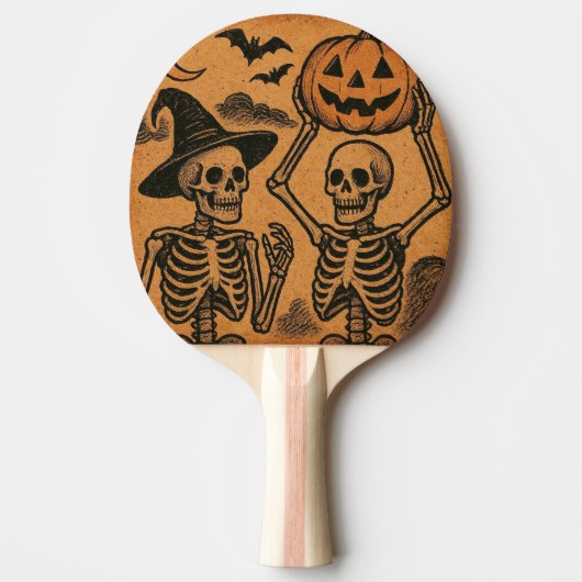 Raquette De Ping Pong Squelettes d'Halloween vintages/rétro (Devant)