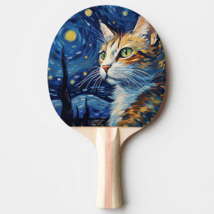 Raquette De Ping Pong Starry Night Cat