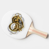 Raquette De Ping Pong Steampunk Heart with a Manometer (Côté)
