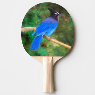 Raquette De Ping Pong Steller's Jay Painting - Art original pour oiseaux
