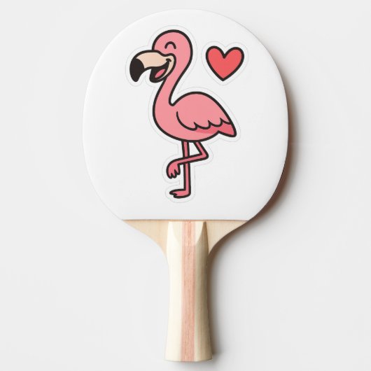 Raquette De Ping Pong Sticker Flamant rose de dessin animé mignon avec c (Devant)