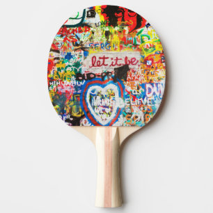Raquette De Ping Pong Streetart Graffiti Amour Maison Cœur Coloré Funky