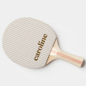 Raquette De Ping Pong Striped Name Aesthetic Minimalist Preppy Neutral (Côté)