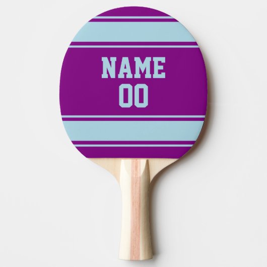 Raquette De Ping Pong Style Jersey violet et bleu clair Personnalisé (Devant)