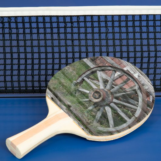 Raquette De Ping Pong Style occidental Rustique Wagon Roue Ping Pong Pad (Insitu)